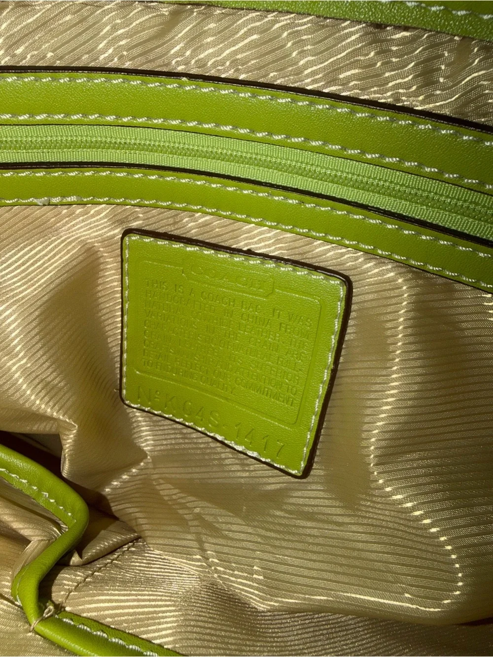 Green Leather Satchel Shoulder Bag - Coach